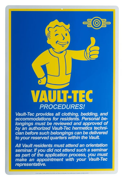 Fallout - Official Vault Procedures Metal Sign