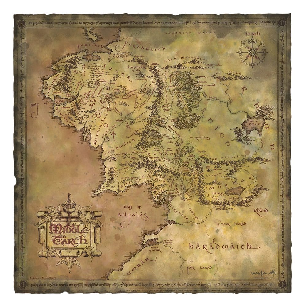 The Lord of the Rings - Parchment Map of Middle-earth Official Weta Workshop Fine Art Print