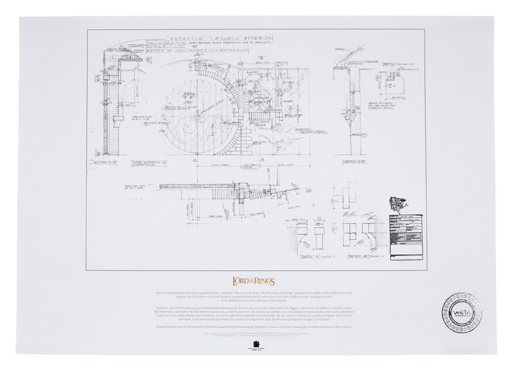 The Lord of the Rings - Bag End Blueprint Official Weta Workshop Art Print
