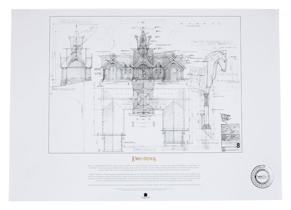 The Lord of the Rings - The Stable of Edoras Blueprint Official Weta Workshop Fine Art Print
