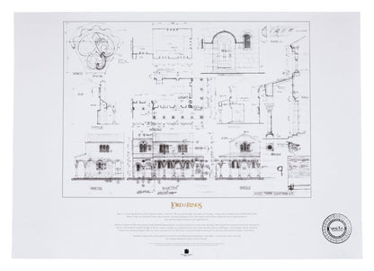 The Lord of the Rings - The Courtyard of Minas Tirith Blueprint Official Weta Workshop Fine Art Print