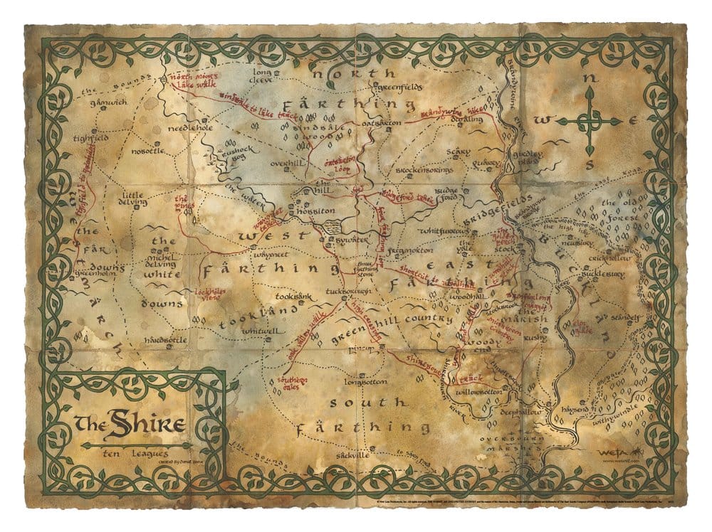 The Hobbit - Map of the Shire Official Weta Workshop Fine Art Print